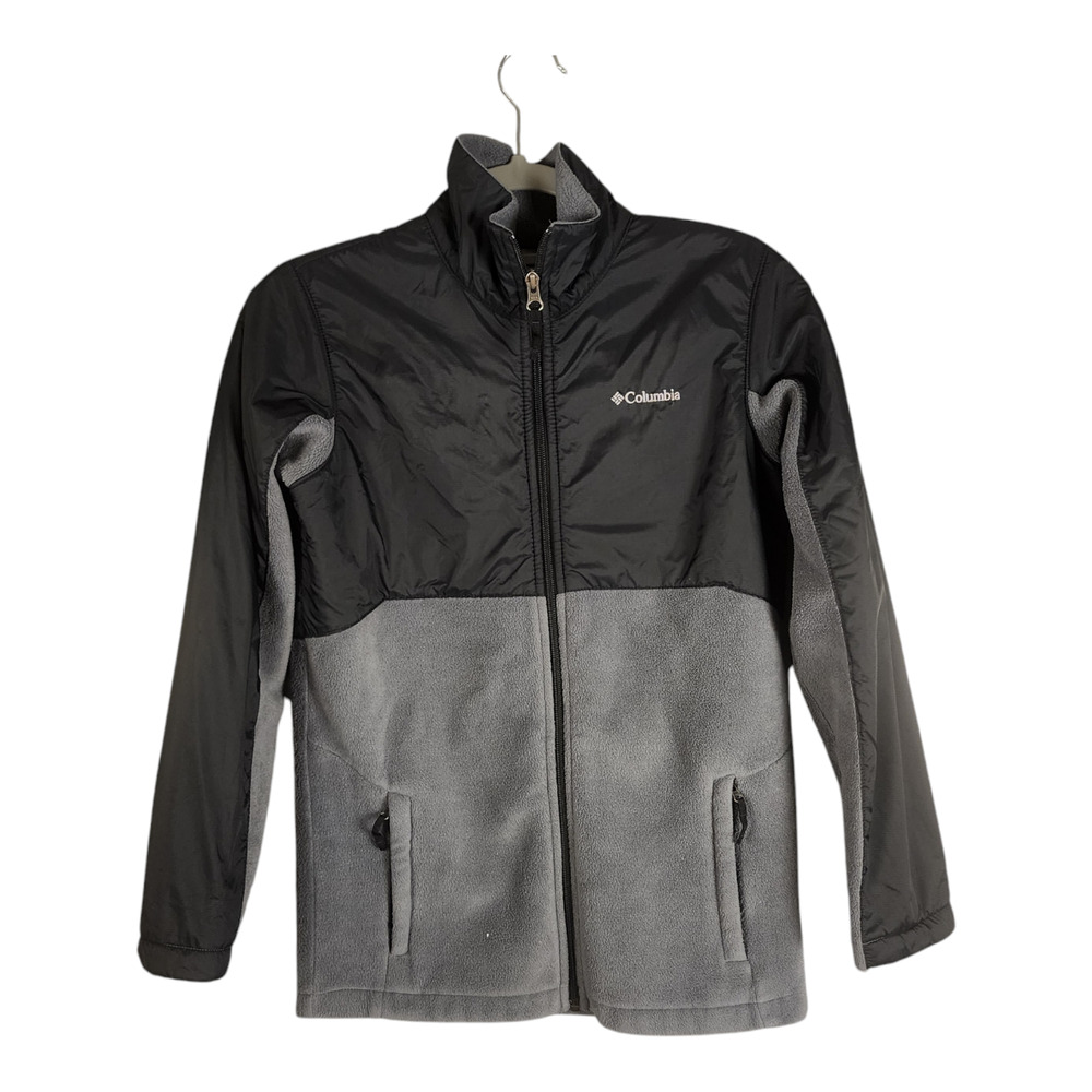 Columbia Jacket Fleece Youth Large (14/16) Soft Shell Gray & Black Full-Zip - Picture 1 of 4